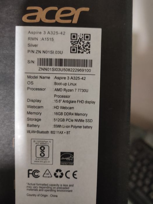 Acer Aspire 3 A325-42 | R7-7730U