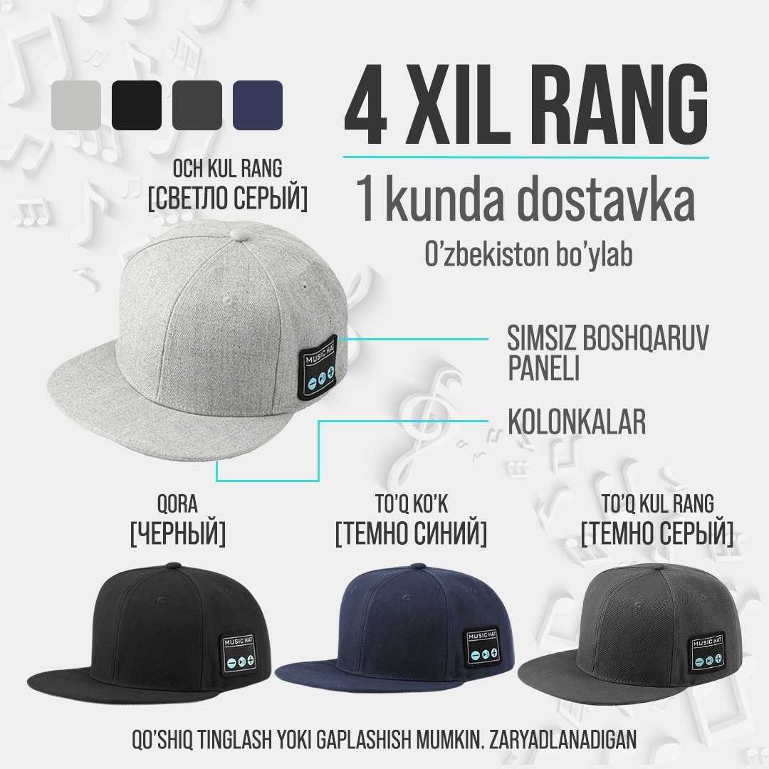 Bluetooth кепка бейсболка. Musiqali audio kepka beyzbolka