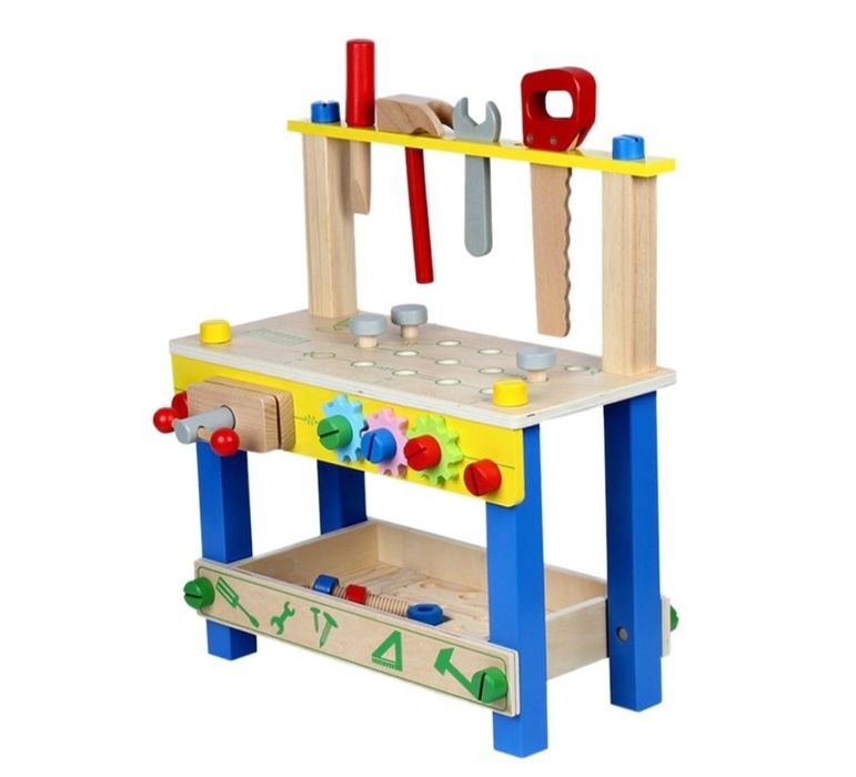 Atelier cu banc de lucru pentru copii, 40 piese din lemn