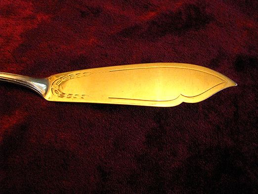 Нож-лопатка серебро (послевоенный, проба 800, клеймо - голова рабочего