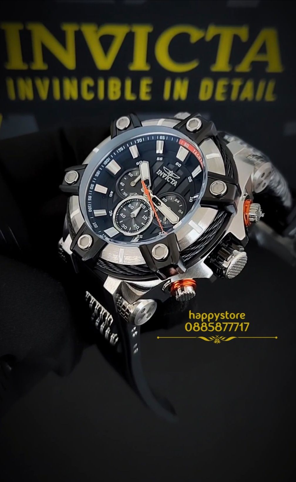 часовник INVICTA Bolt Gunmetal Silver 52 mm, Инвикта нов