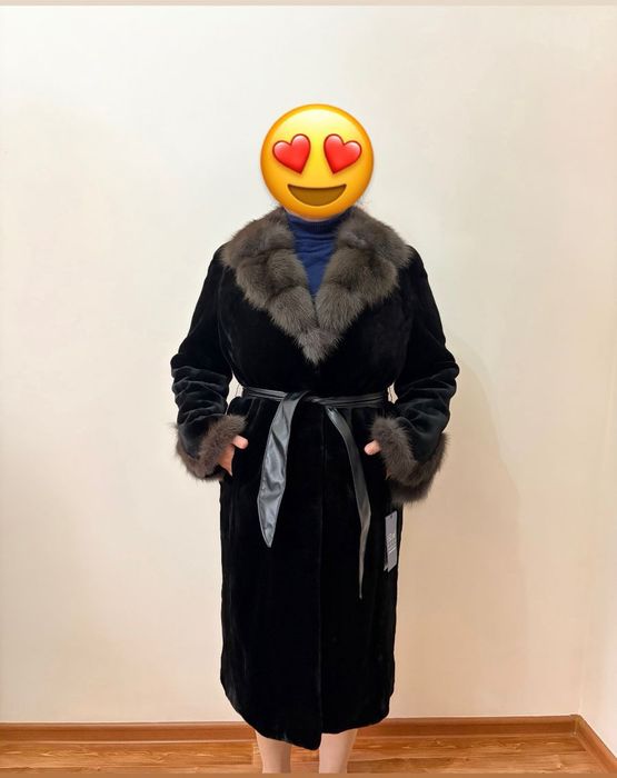 Шуба стрижаная норка воротник и рукава соболь