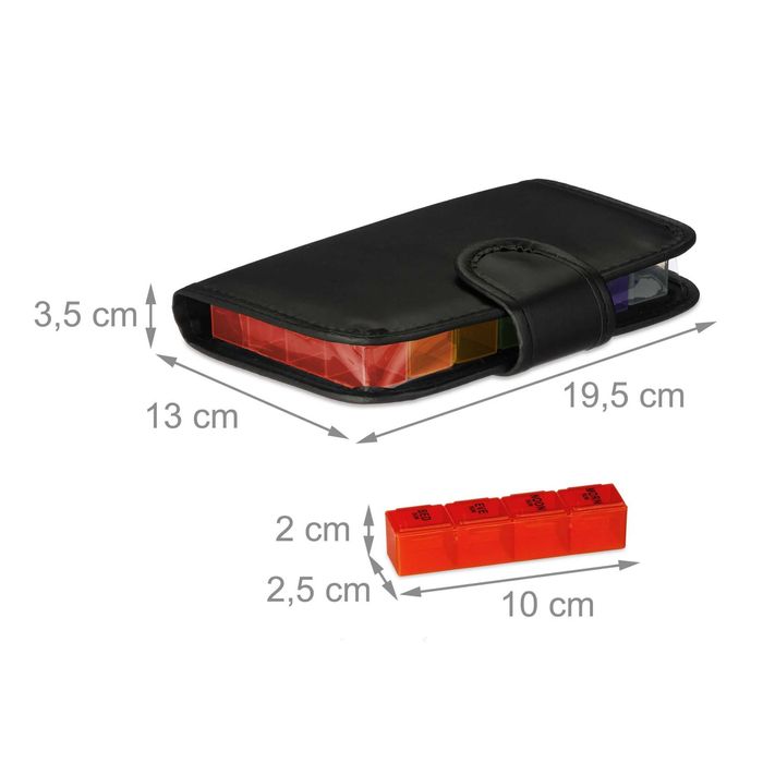 Organizator de pastile 7 zile 4 compartimente pe zi etui negru elegant