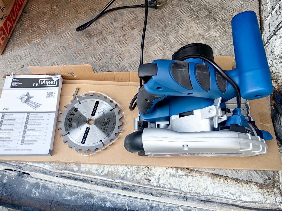 Ръчен потапящ циркуляр с водеща релса 1200W, 160мм, Scheppach PL55