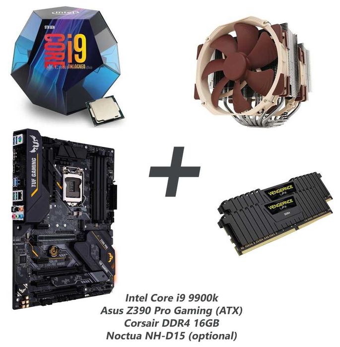 Kit Intel Core i9 9900K + Asus Z390 Pro + 16GB RAM + Noctua NH-D15