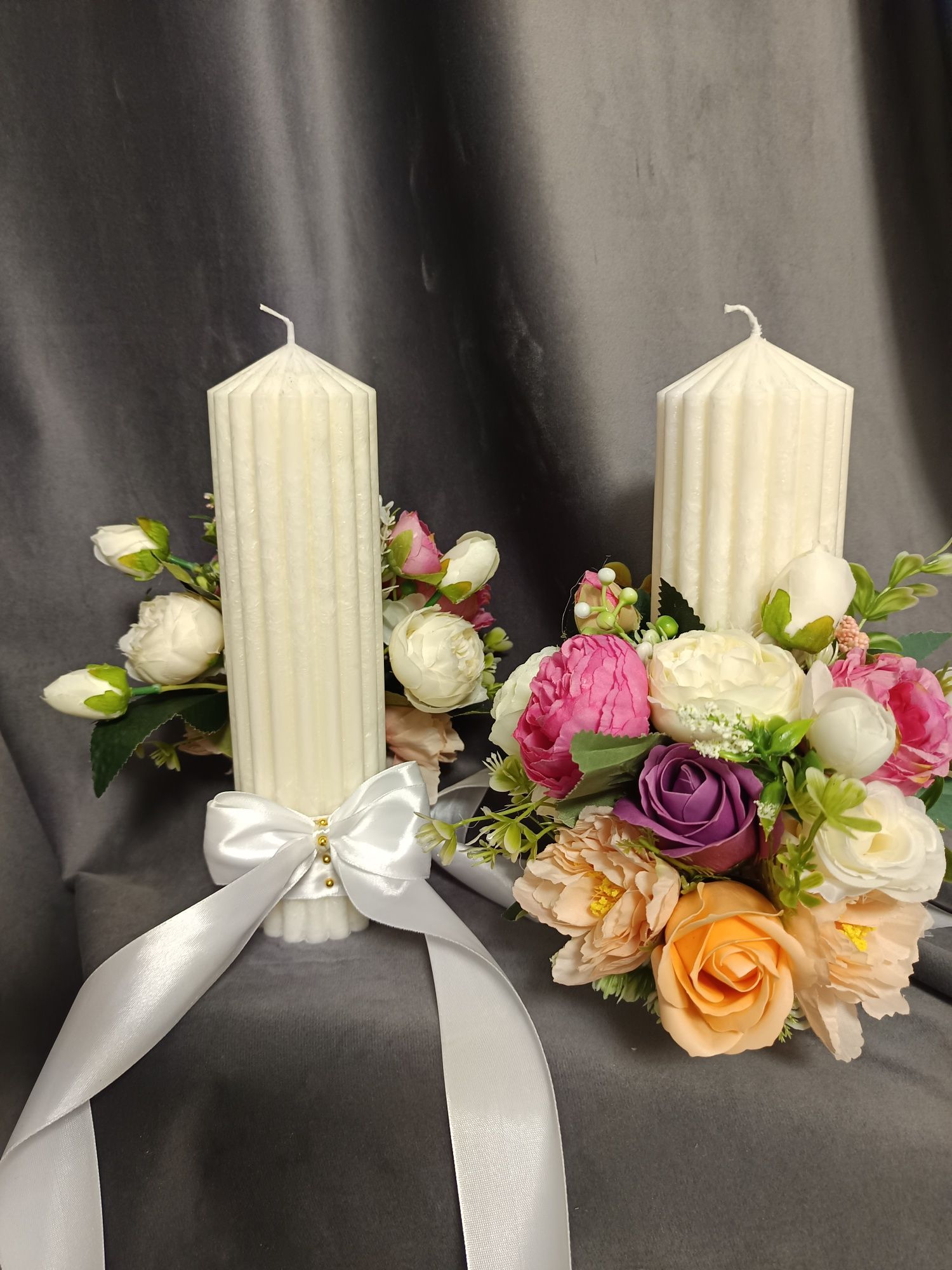 Set de 2 lumânări de cununie și buchet de mireasa