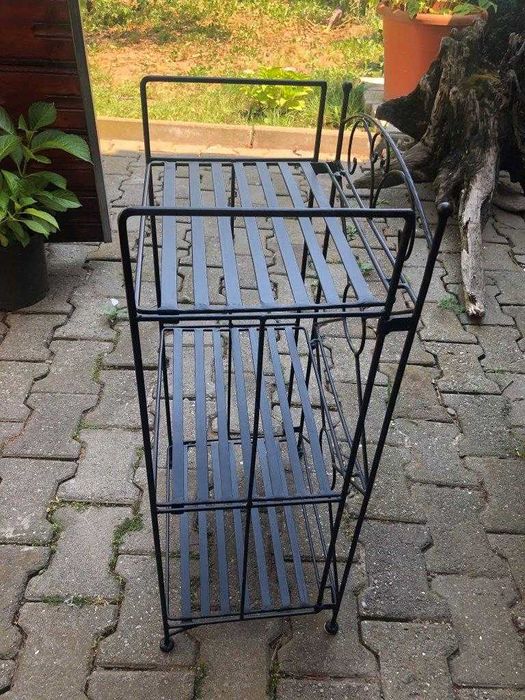 Etajera pliabila interior / exterior neagra, metal, 39x29x78 cm, 3 etj