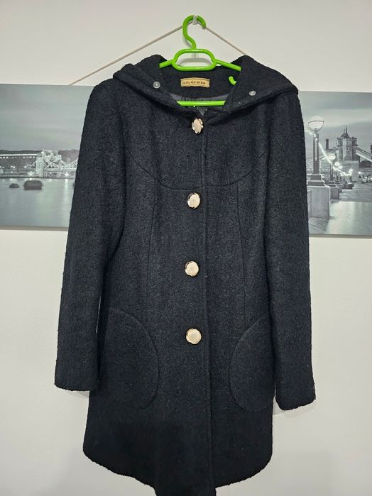 Palton negru elegant de dama marime L purtat de 2 ori