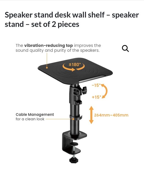 Стойка за високоговорител за бюро - комплект от 2 части, въртяща