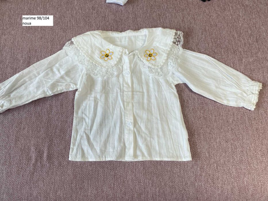 Camasa alba eleganta copii fete marime 98-104 bumbac