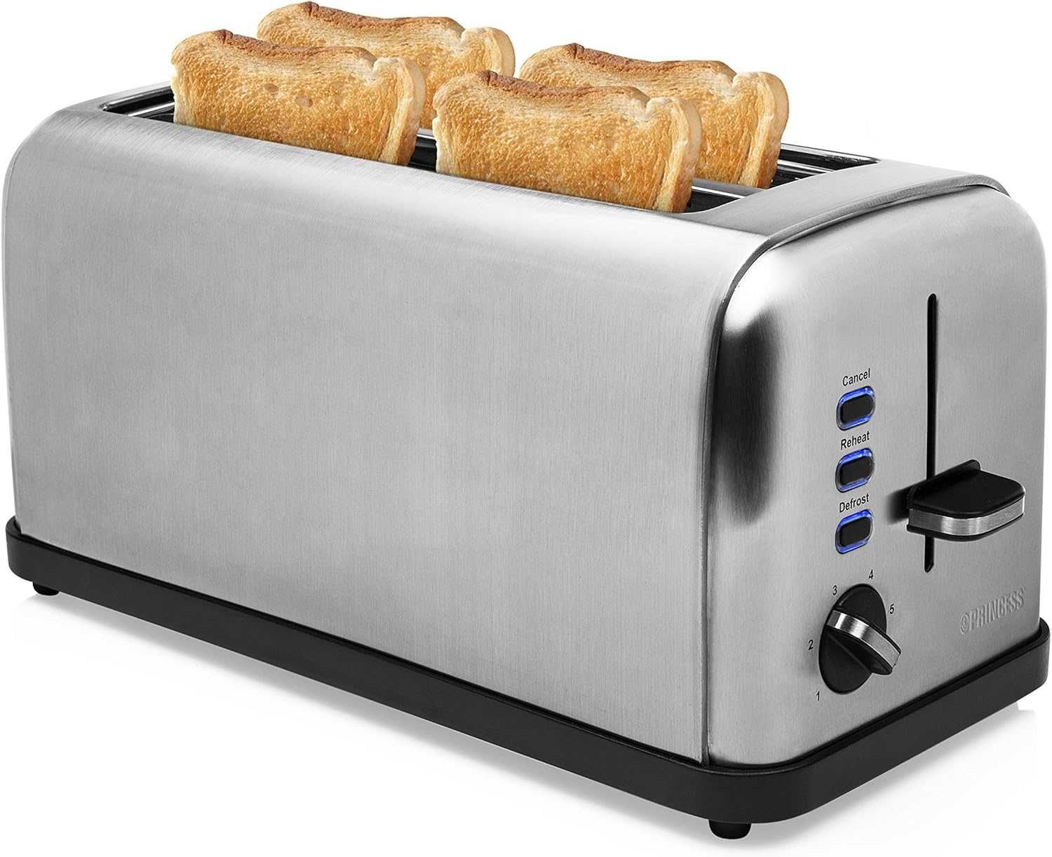 Princess Тостер за 4 Филийки, 1750W, Неръждаема стомана