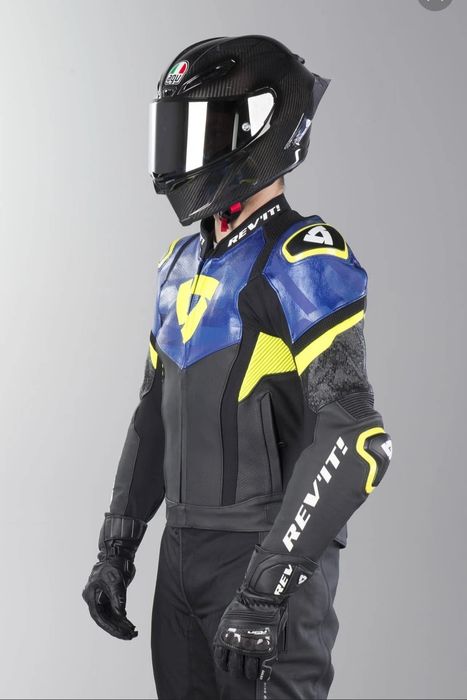 Geaca moto piele Rev'it hyperspeed pro 52 cocoasa