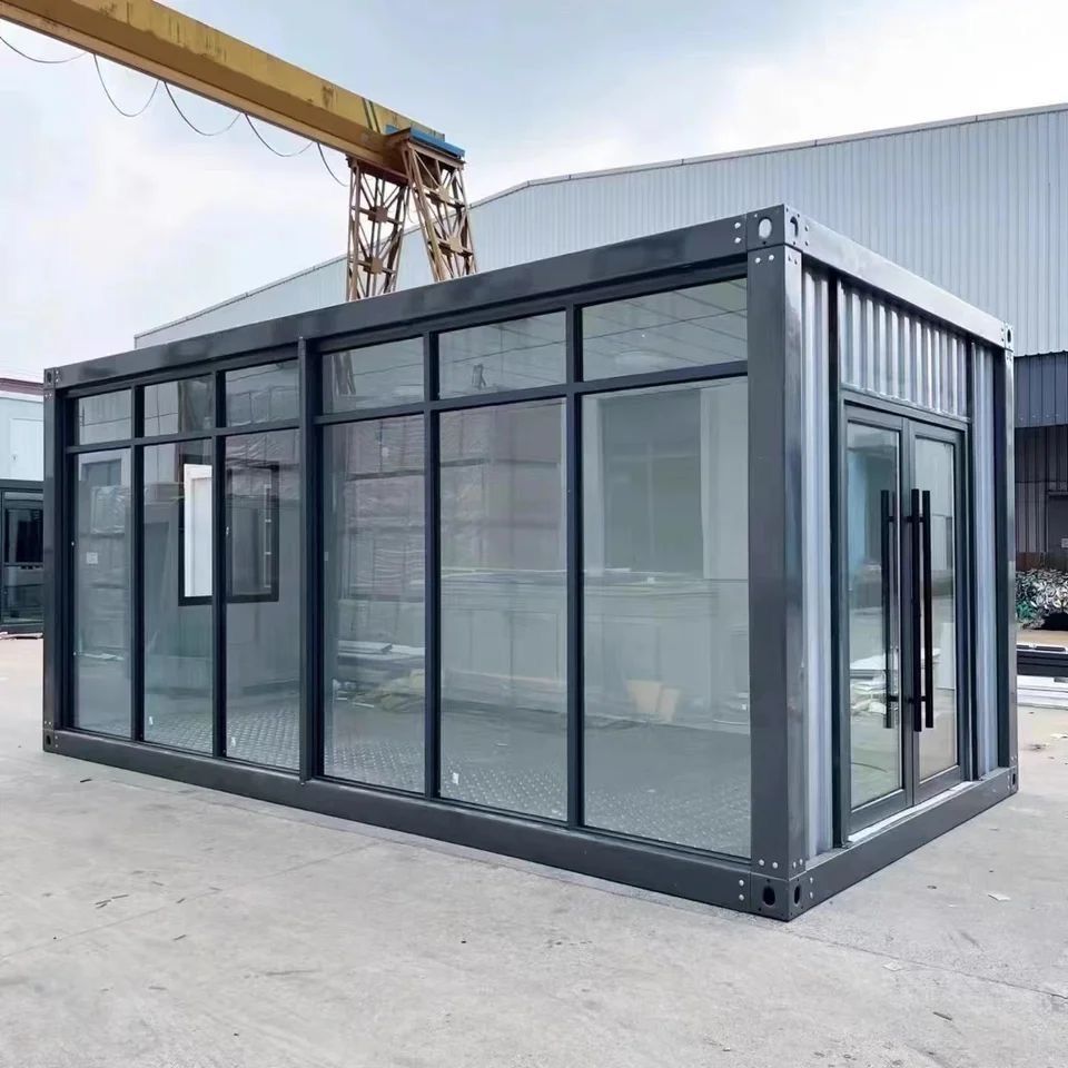 Container tip birou premium pentru receptie sticla pe toata fatada