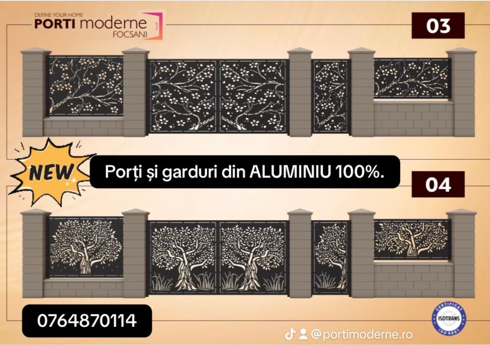 Porți și garduri din aluminiu decupat laser – modele moderne