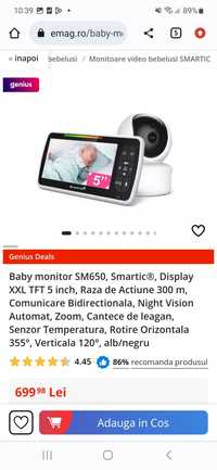 Baby monitor SM650, Smartic®, Display XXL TFT 5 inch, Raza de Actiune