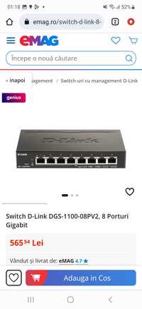 Switch D-Link DGS-1100-08PV2, 8 Porturi Gigabit