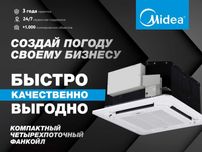 Компактный кассетный фанкоил Midea, 4-поточный MKD-400 В наличии!
