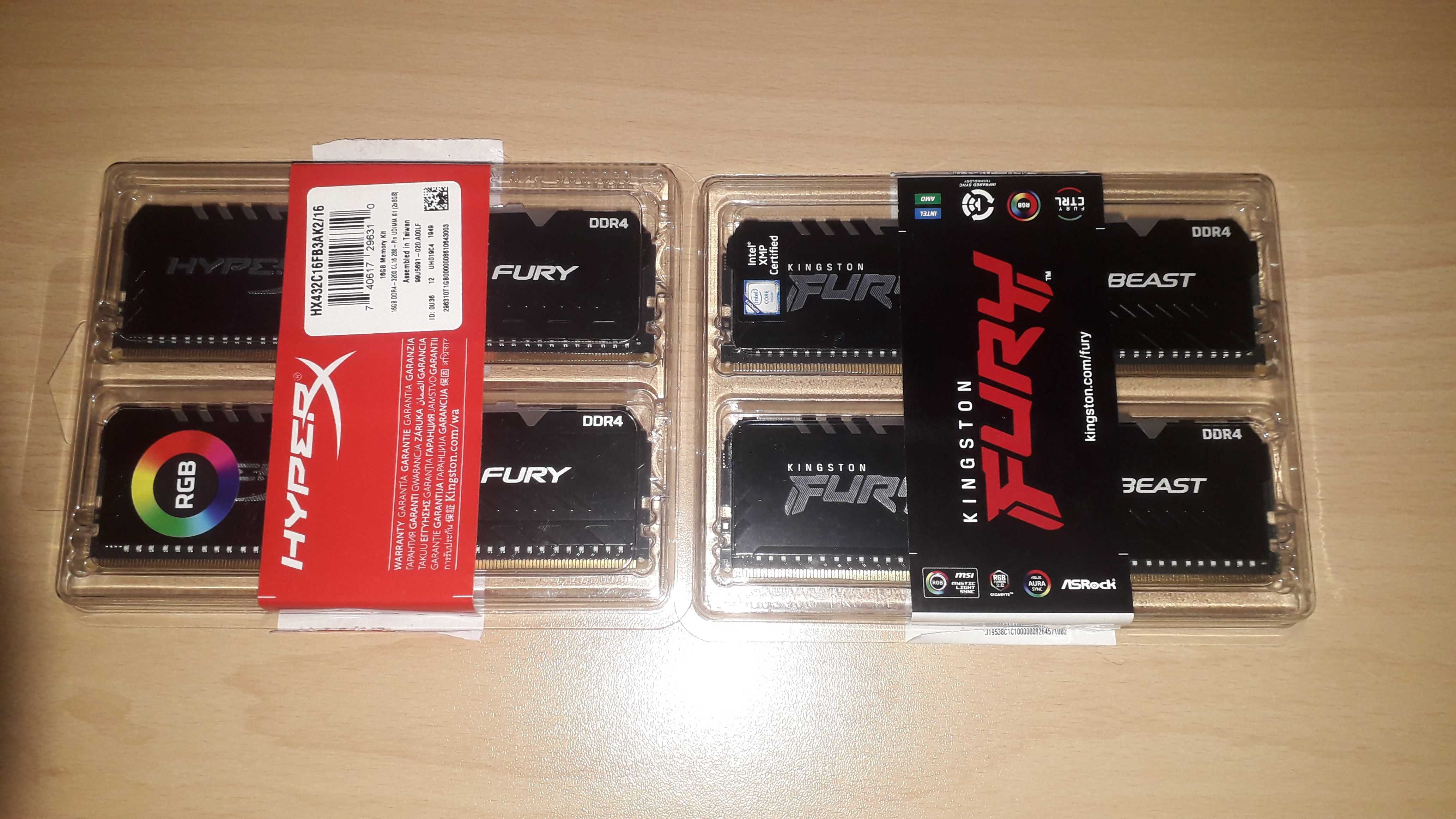 Рам памет Kingston 2x8 ddr4  , 3000 cl15/3200 cl16 два кита
