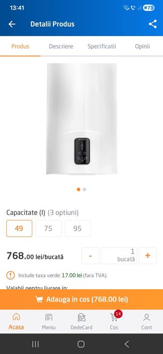 Boiler electric Ariston Lydos Eco 50 V, 49 L, 1800 W