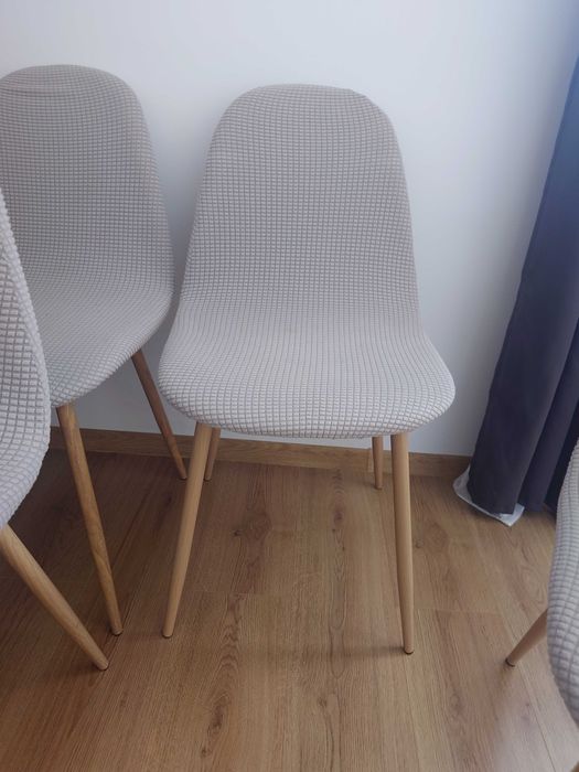 2 scaune de bucatarie, textil, bej + 2 huse gri