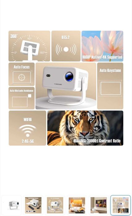 Проектор Magcubic 4K L018 650 ANSI Като Нов! Вградена Андроид Система.