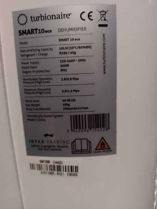 Dezumidificator Turbionaire SMART 10eco