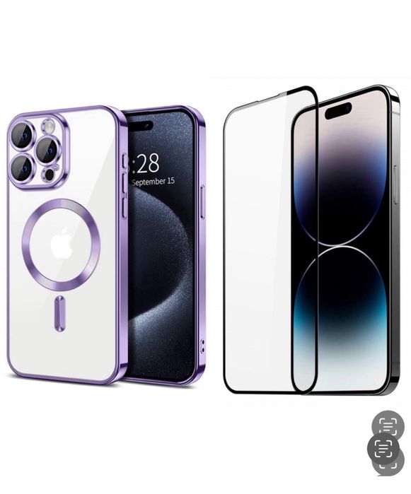 Husa Magneti Marble + Folie Sticla Iphone 14/15/16E/17/PRO/MAX/PLUS