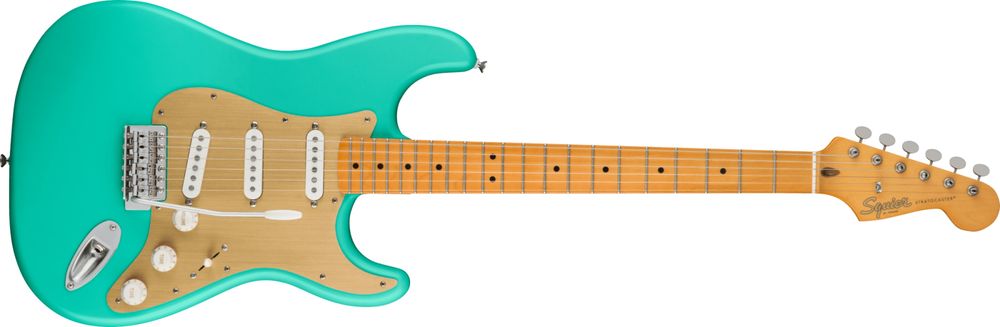 Electric guitar squier 40th anniversary stratocaster seafoam green