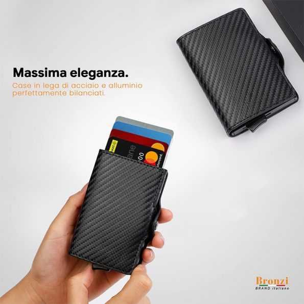 Portofel mini pop-up din fibra carbon pentru bărbați Bronzi Sigilat !