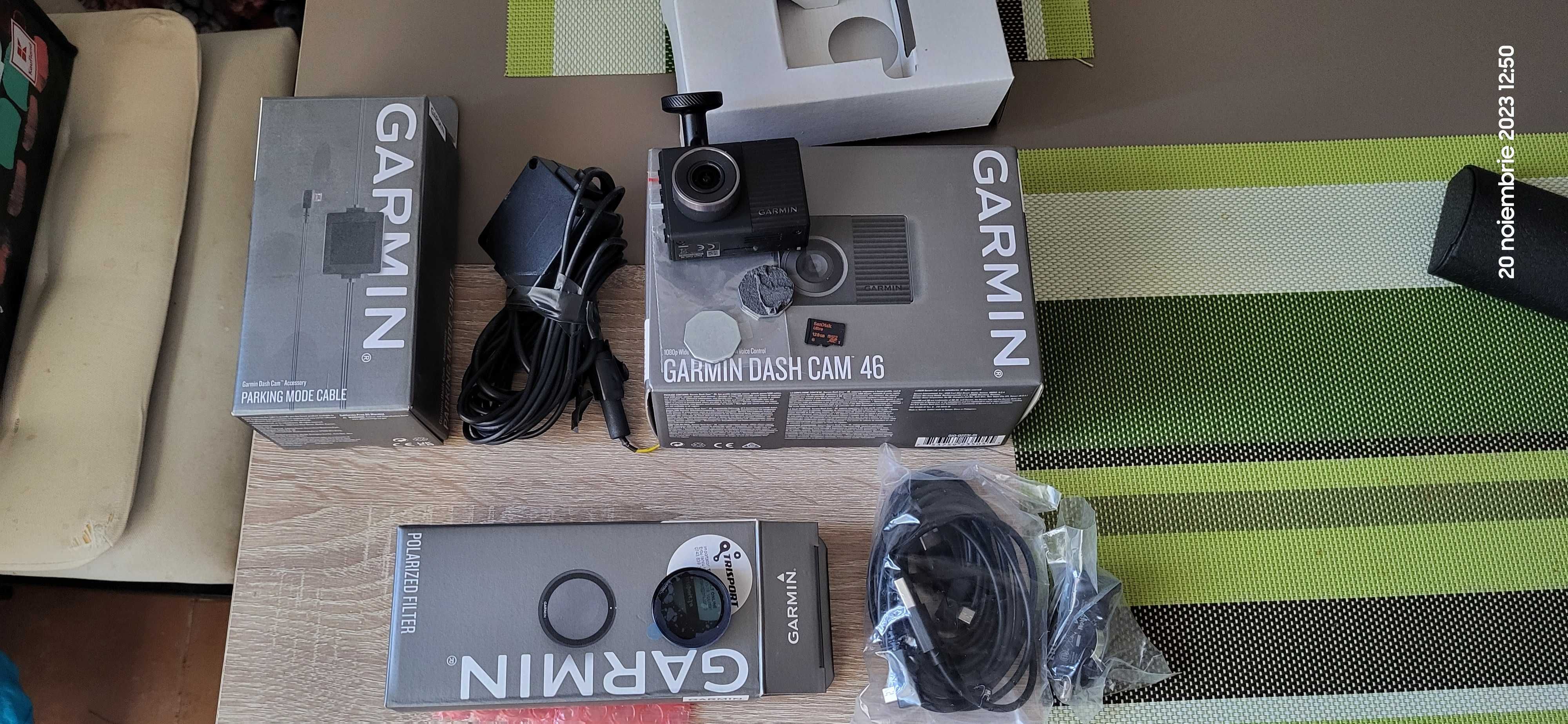 Garmin Dash Cam 46 + Card Microsd 128Gb + Filtru CPL+Parking Mod Cable