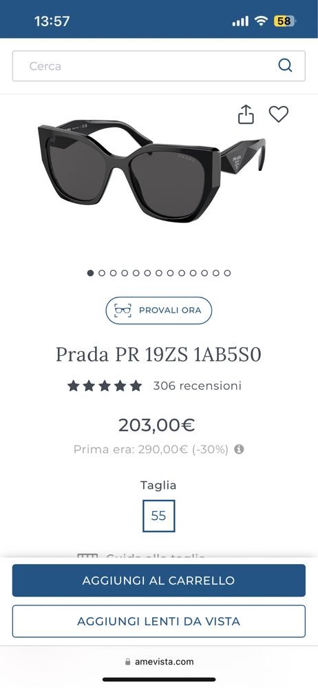 Черни очила Prada