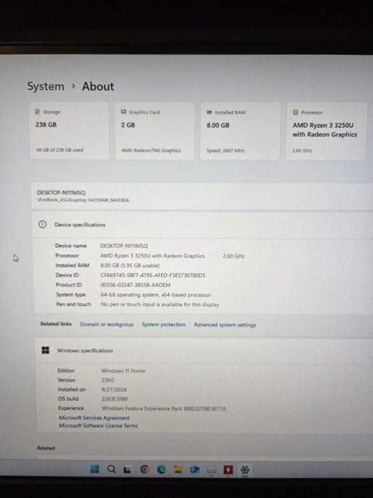 Ryzen 3  3 3250U 8gb DDR4