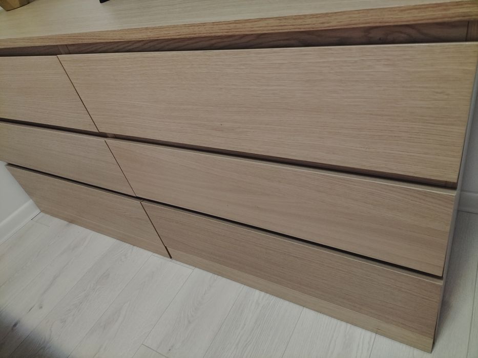 Comoda mare IKEA Malm 6 sertare impecabila, stejar, 160 cm