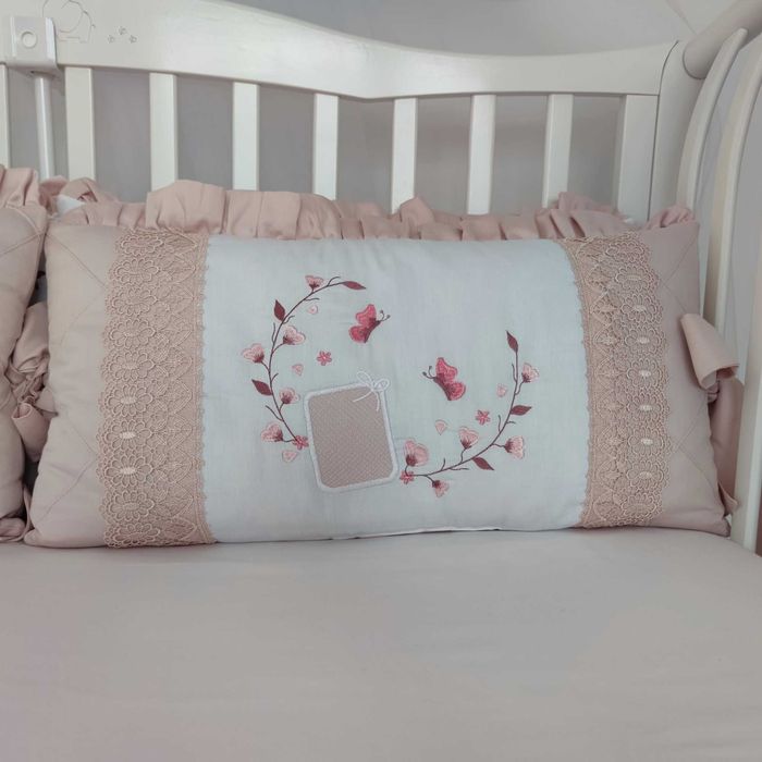 Луксозен бебешки спален комплект за момиче с обиколник + подарък