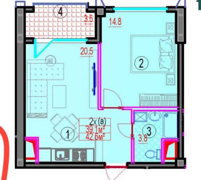 Продам евродвушку(42кв.м) в ЖК Bobur Residence.Яккасарайский район