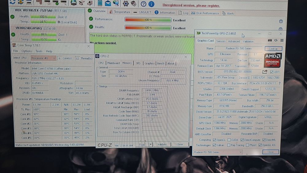 Unitate PC Gaming i7 8700 video 8GB RX 580 16GB RAM SSD