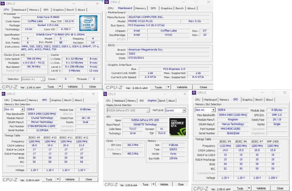 Sistem PC Gigabyte Nvidia Geforce GTX 1650, Intel Core I5 8600 3.1Ghz