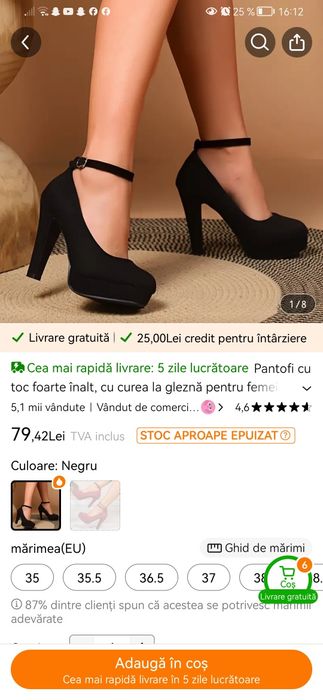 Pantofi cu toc gros