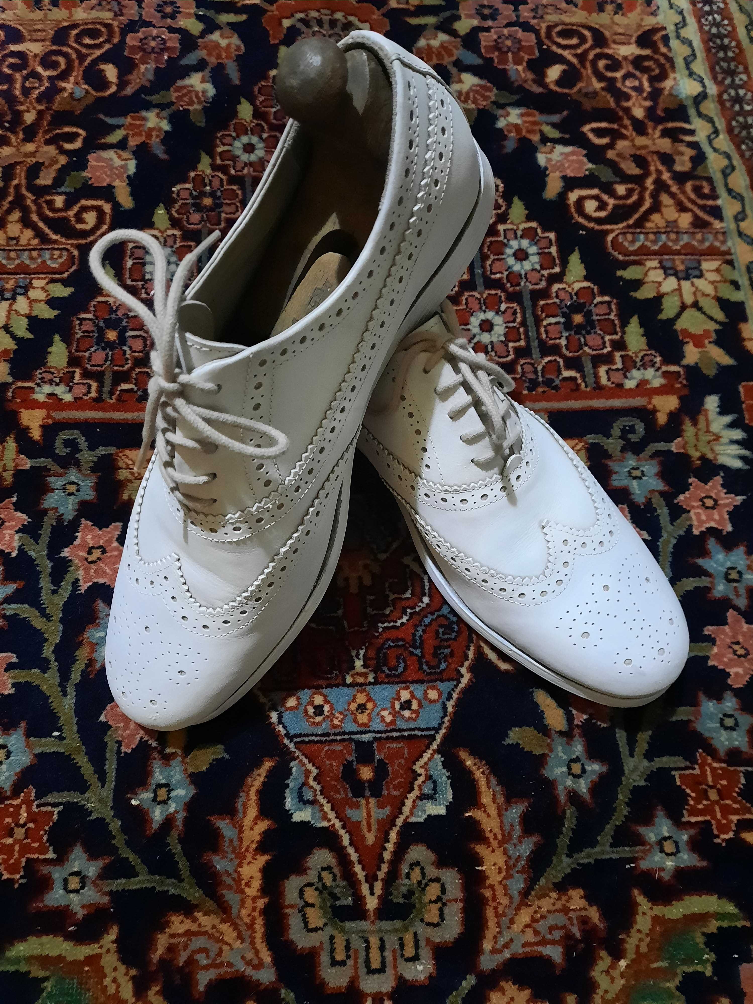 pantofi alb din piele naturala