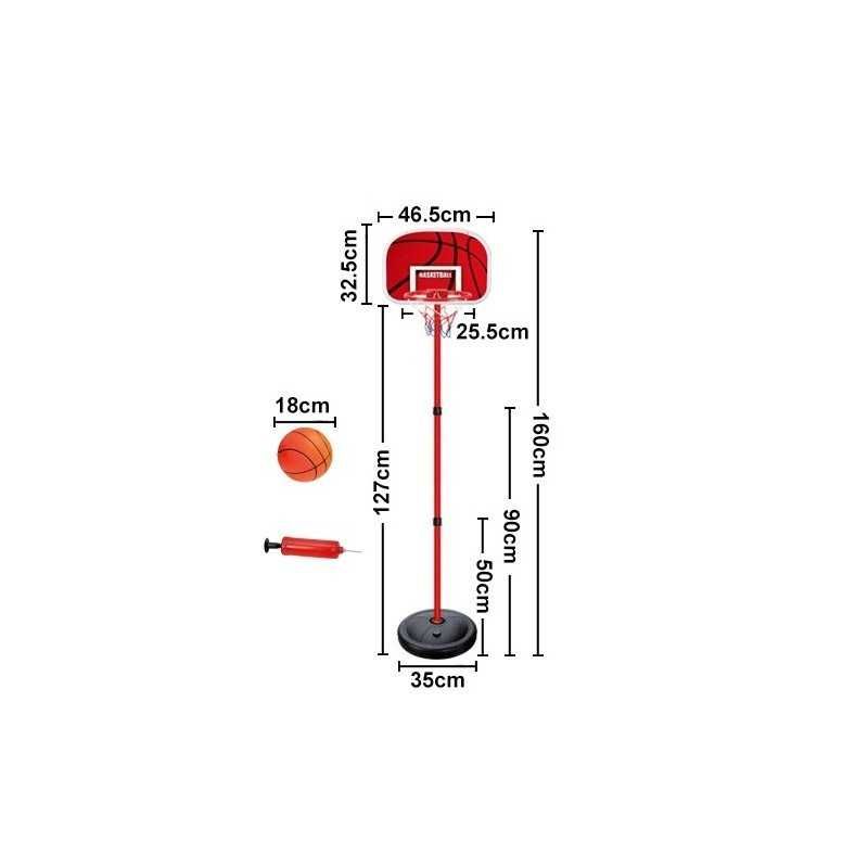Баскетболен кош със стойка, регулируем от 50 до 160 см bubolinakids