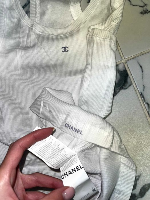 бял топ шанел chanel потник горница рипс потниче бяло спортно