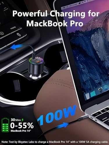 Ново USB C зарядно за кола 175W PD 100W бързо зареждане iPhone лаптопи