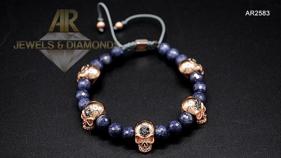 Bratara Aur Rose 14K cu Diamante Negre si Sapphire (AR2583)