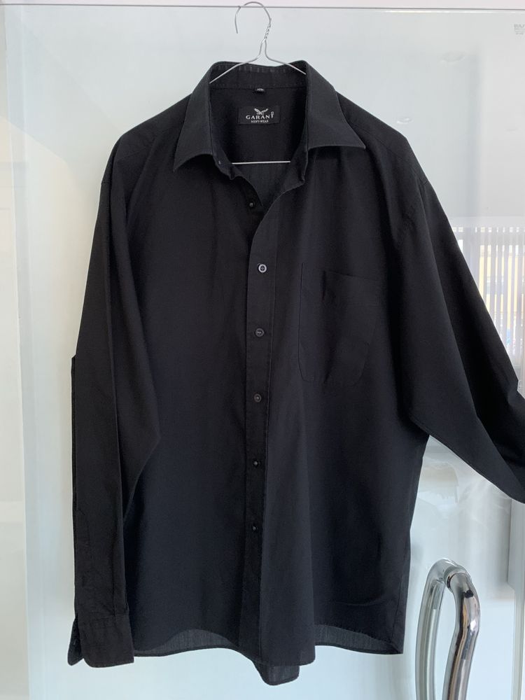 Мъжка черна  риза с дълъг ръкав