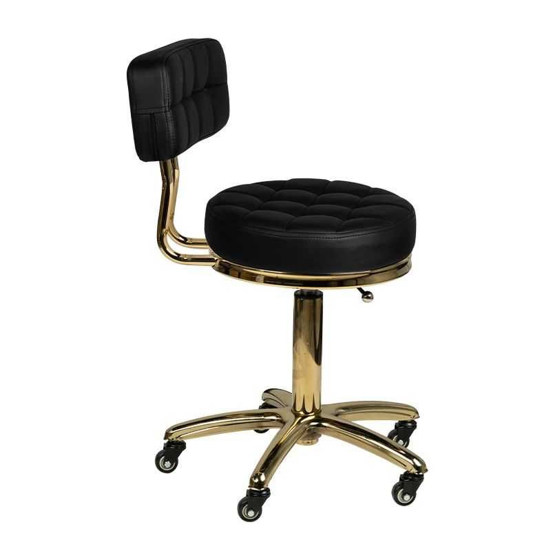 Козметичен стол - табуретка с облегалка Gold AM-961 49/63  бяла/черна