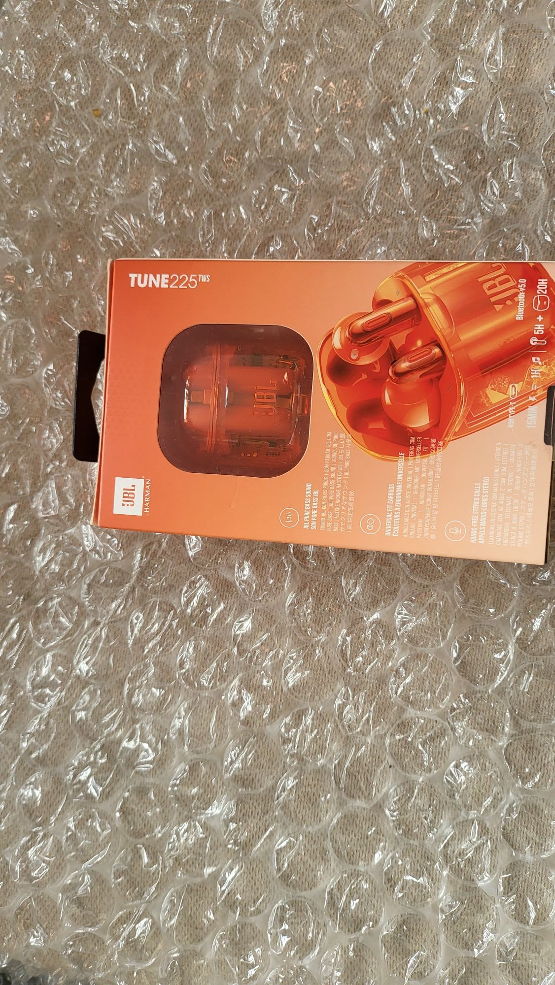 Нови Безжични слушалки с микрофон JBL - T225 Ghost, TWS, оранжеви