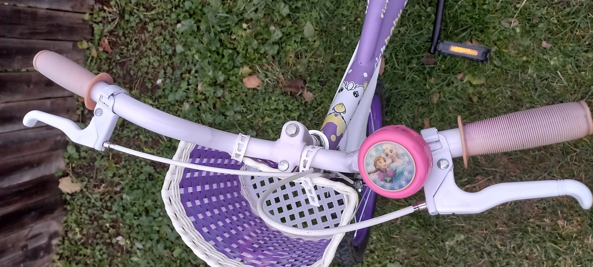 Bicicleta copii 16 inch cu roti ajutatoare alb violet