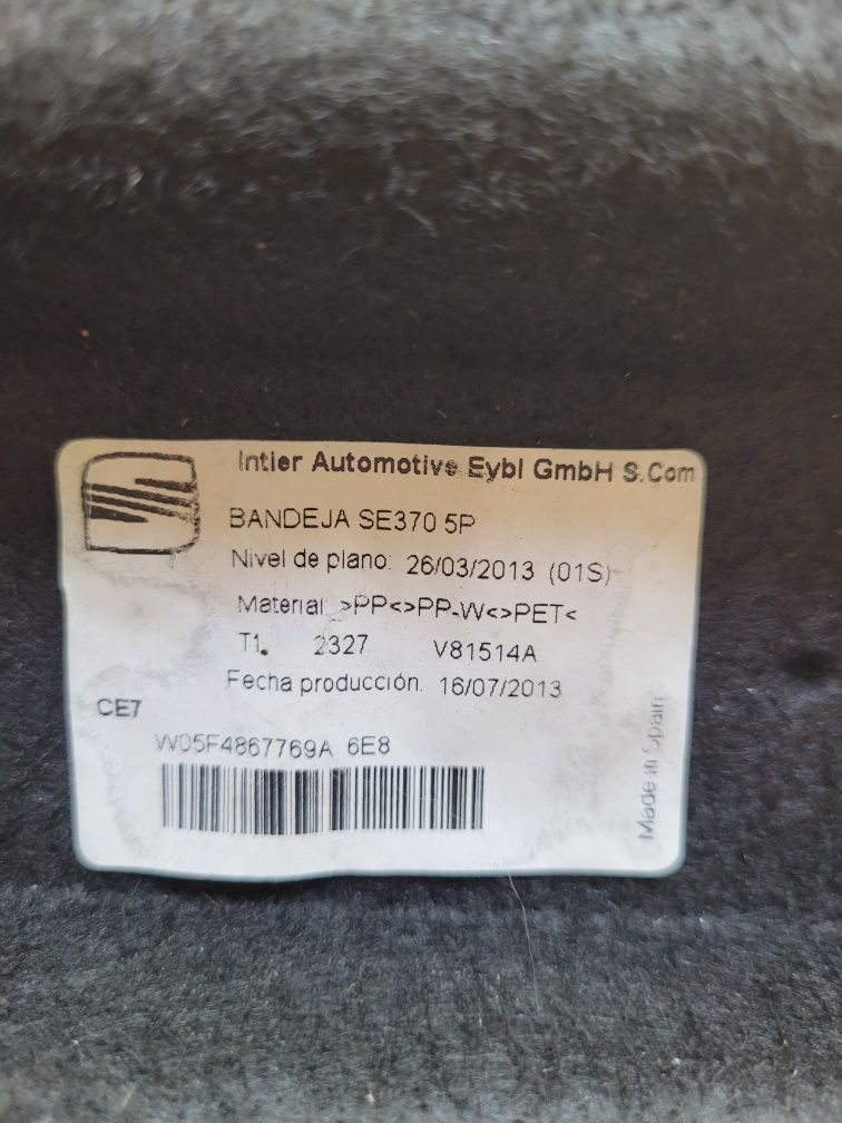 Polita/plansa acoperire portbagaj Seat Leon 5F 2013/2014/2015/2016