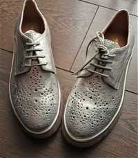Pantofi sport dama, GEOX Oxford D Myluse, Piele naturala, Argintiu