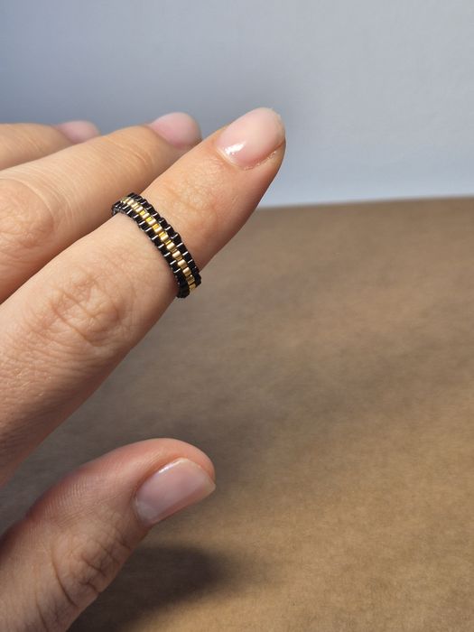 Inel handmade cusut manual cu mărgele japoneze miyuki